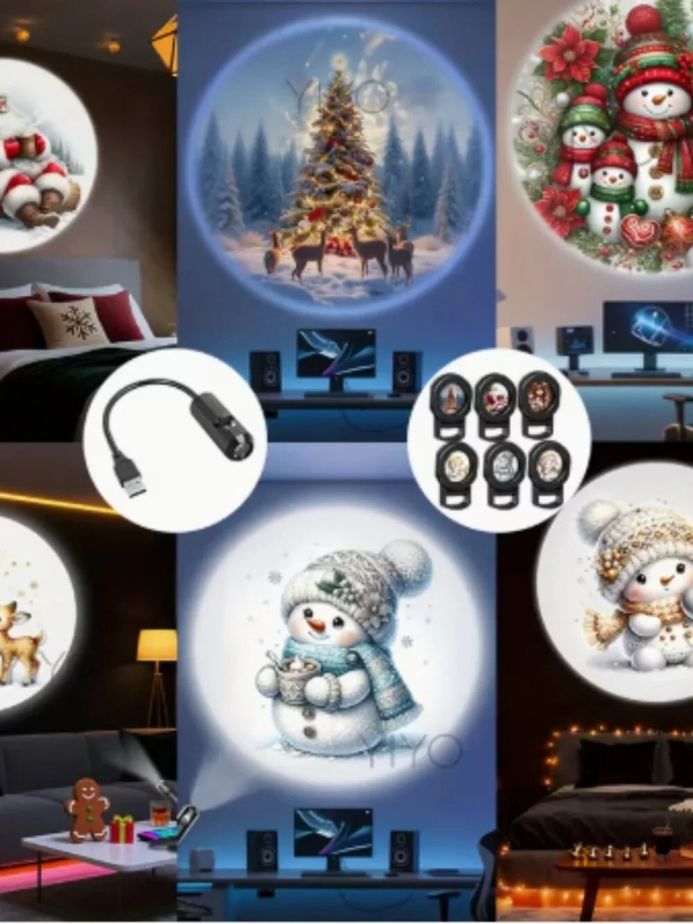 Portable LED USB Christmas Projector